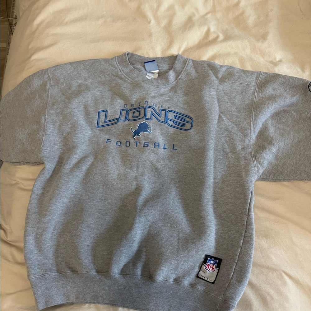 NFL Vintage Gray Crewneck Sweater Detroit Lions